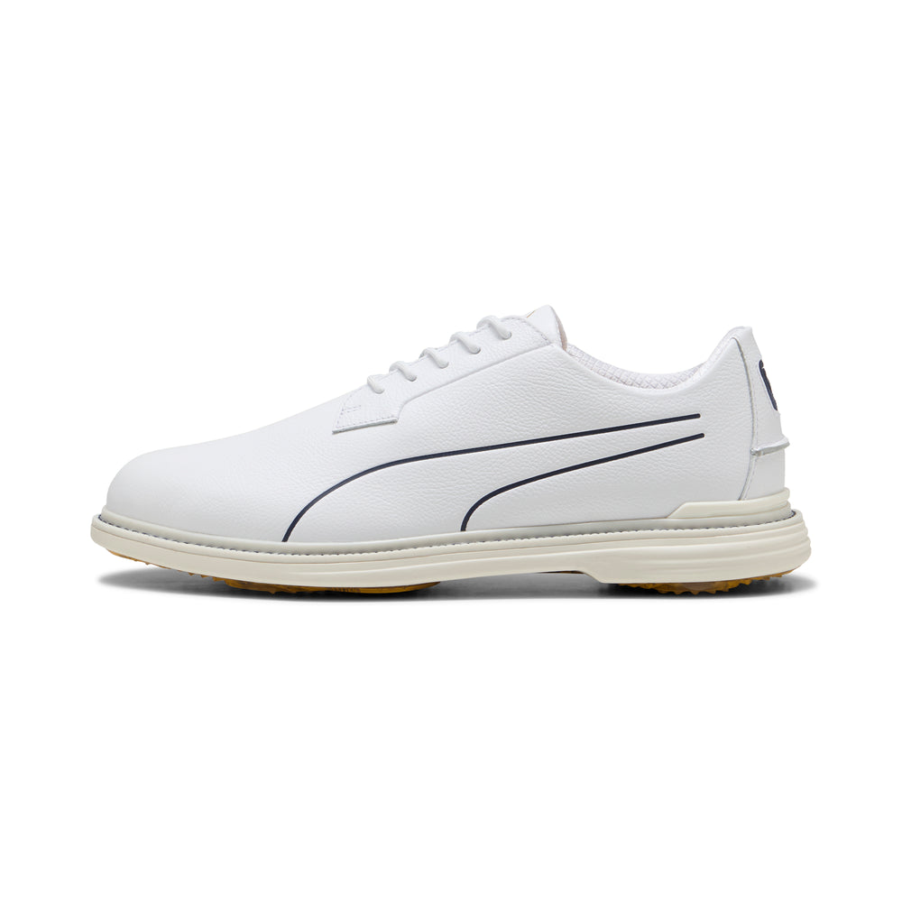 PUMA Golf ROYALE Single Malt Golf Shoes Puma white / deep navy / gold / 7.5