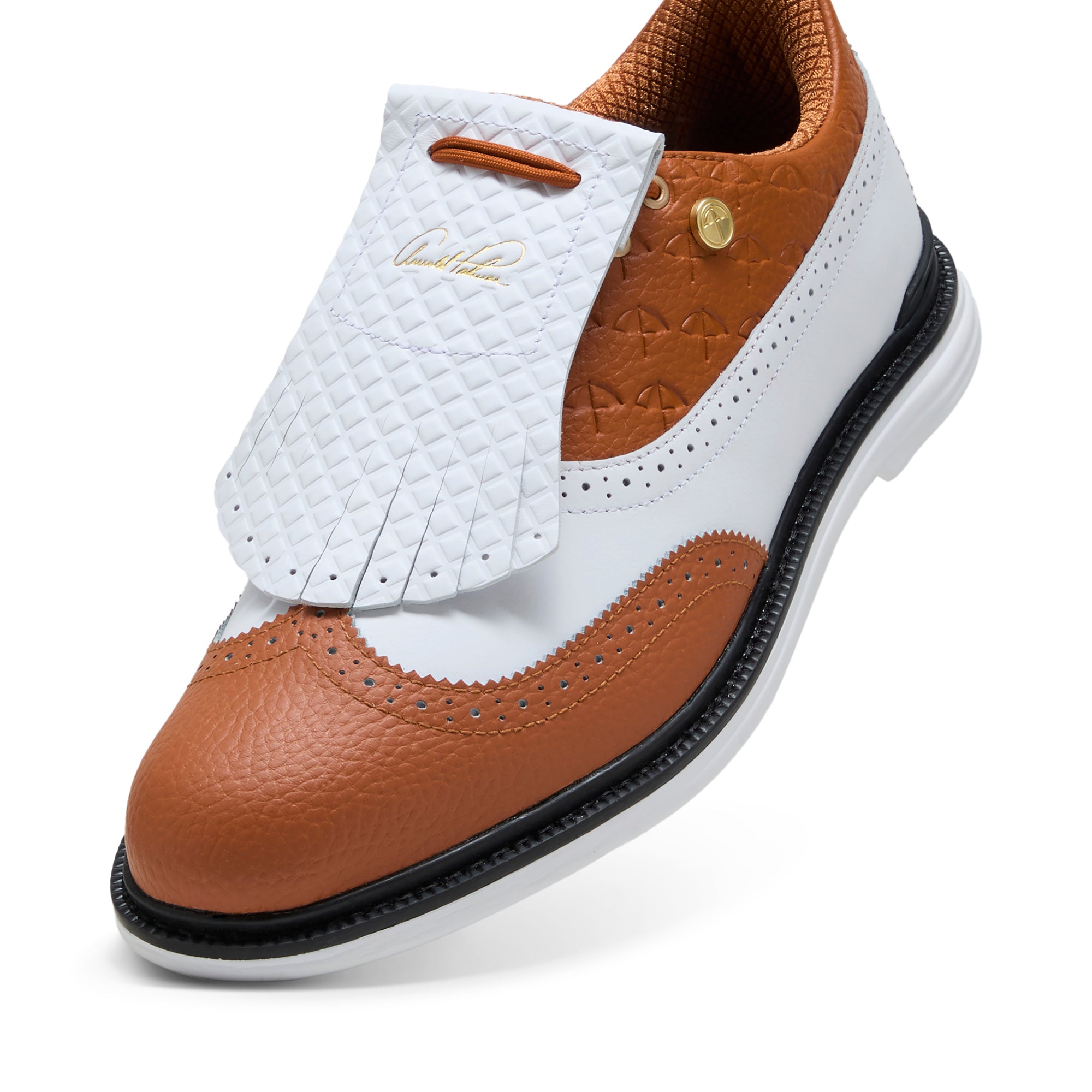 ヴィンテージ 1620 ゴルファー E.S. Herrmann プリント a Puma Men's Arnold Palmer Golf Multiple Sizes White-Leather Brown