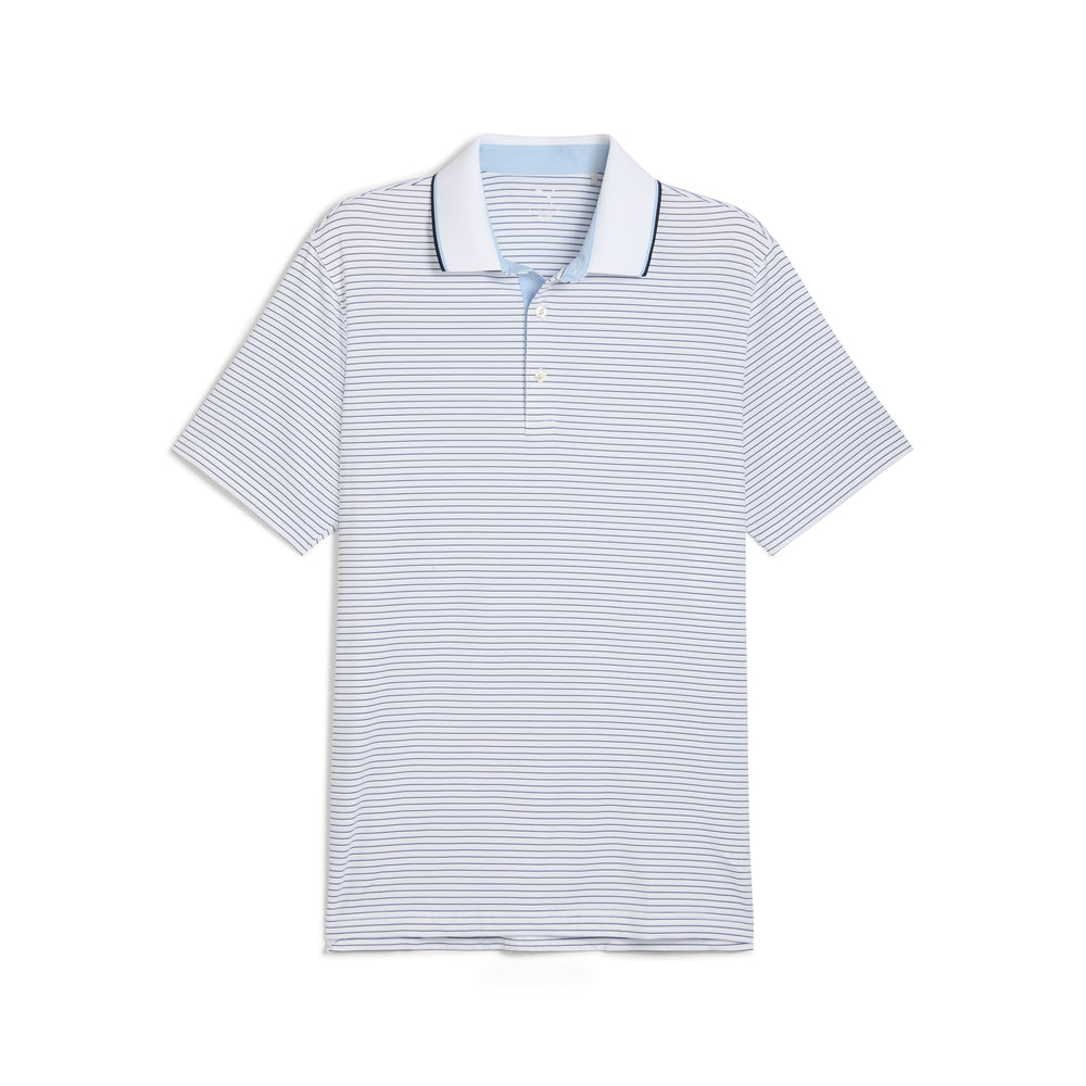 PUMA Golf MATTR Elevated Stripe Golf Polo Haute tropic / deep navy / l