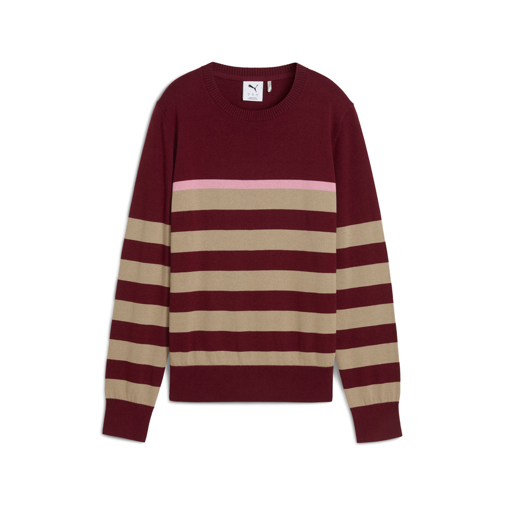 PUMA Golf Women's Resort Stripe Golf Sweater Ruby shimmer / ice coffee / s