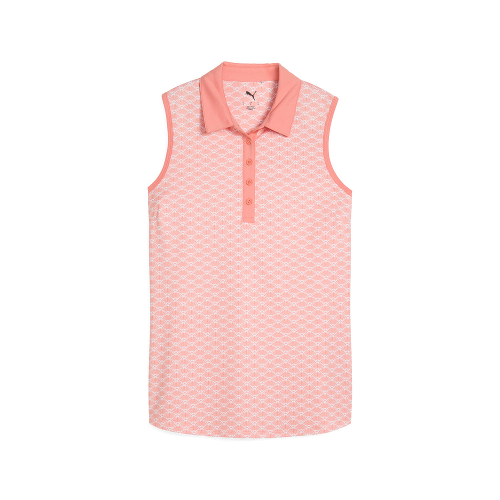 PUMA Golf Women's CLOUDSPUN Scallop Sleeveless Golf Polo Pink fruit / l