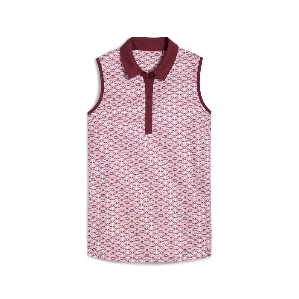 Women's CLOUDSPUN Scallop Sleeveless Golf Polo Ruby shimmer / white glow / xl