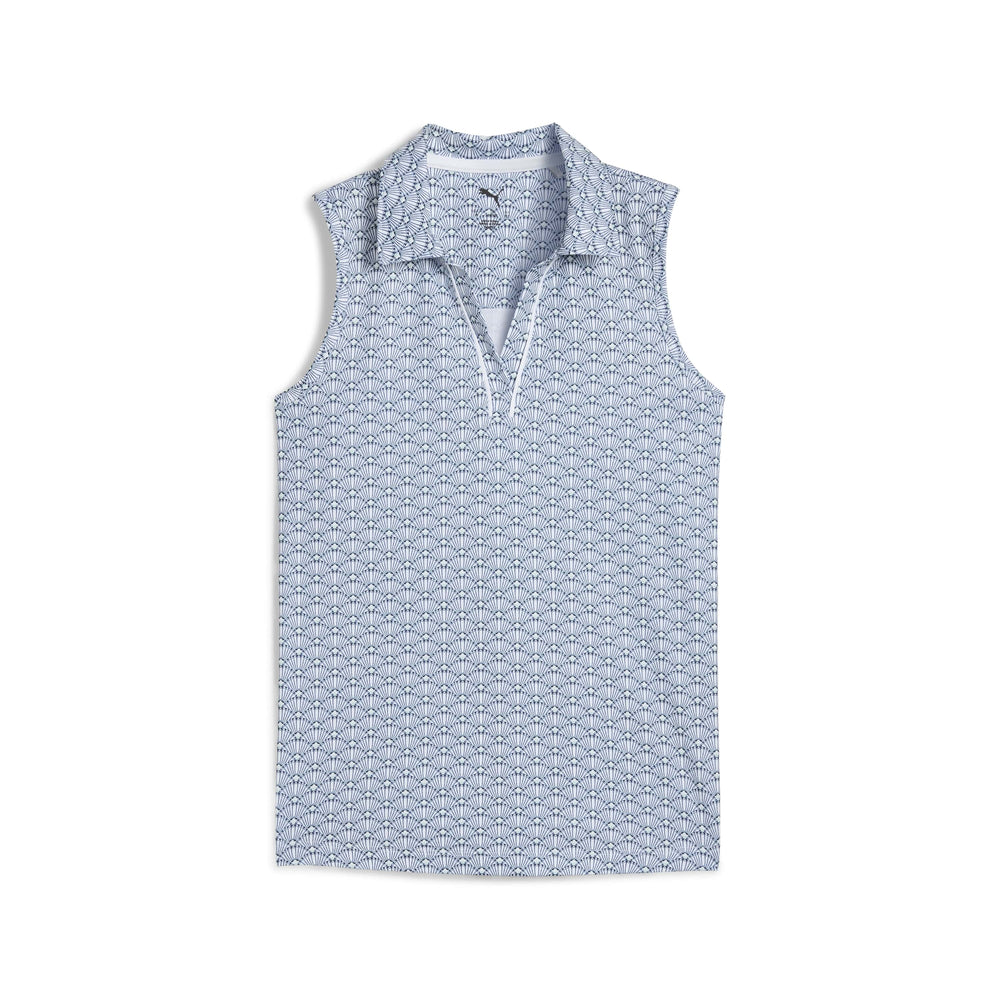 PUMA Golf Girl's Scallop Sleeveless Golf Polo Sea glass / s