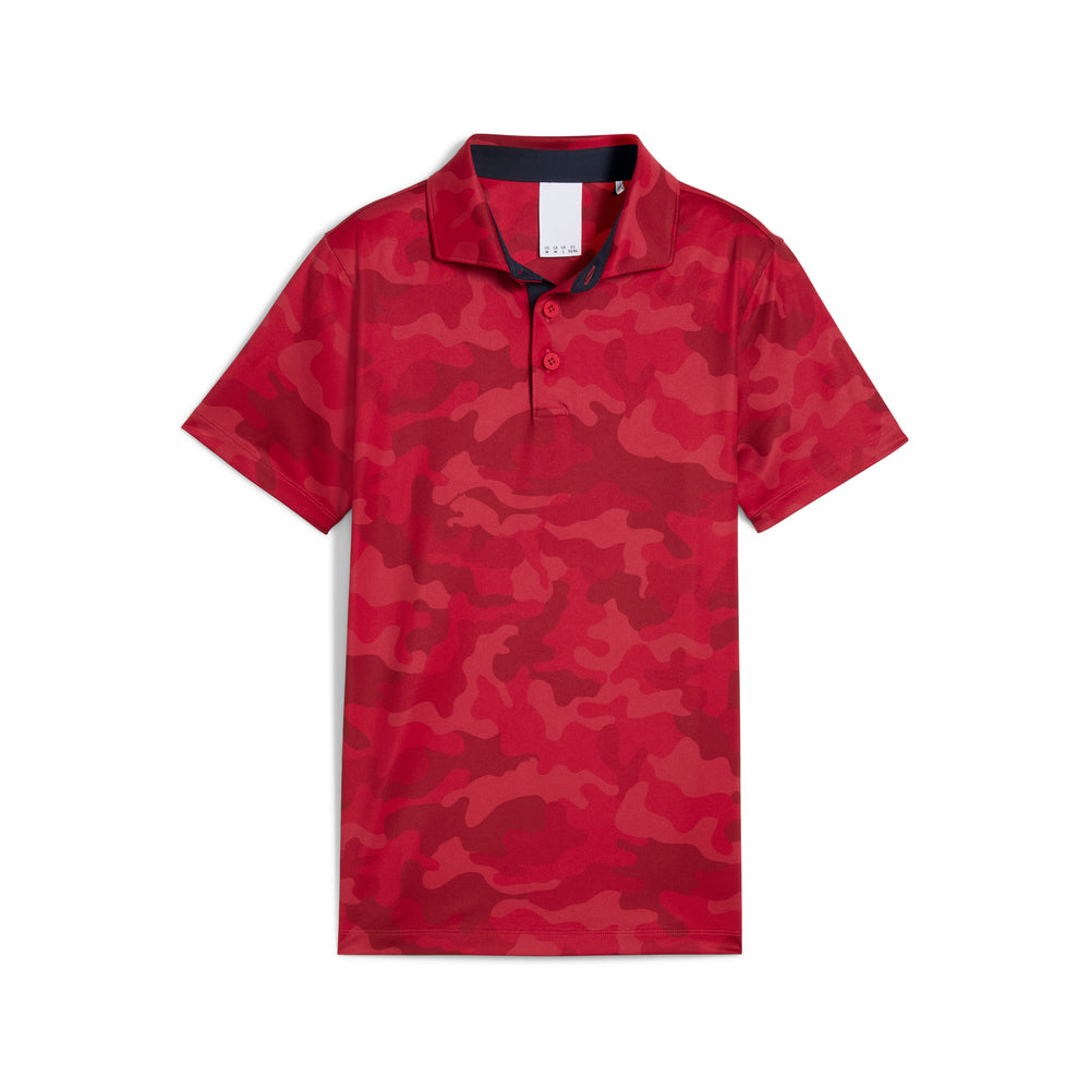 PUMA Golf Boy's Volition Camo Golf Polo Strong red / xl