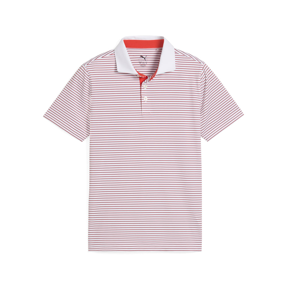 PUMA Golf Boy's MATTR Stripe Golf Polo Red fire / l