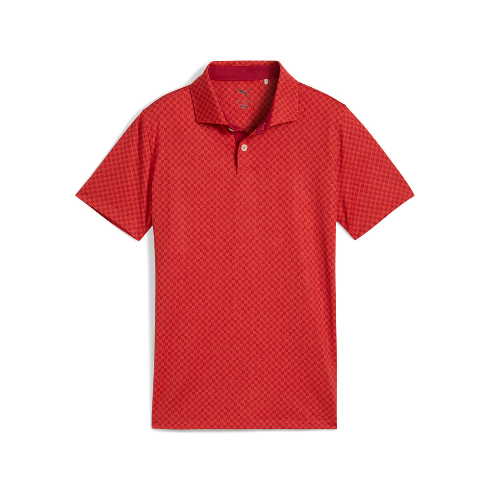 PUMA Golf Boy's MATTR Micro Florals Golf Polo Red fire / dark crimson / xs