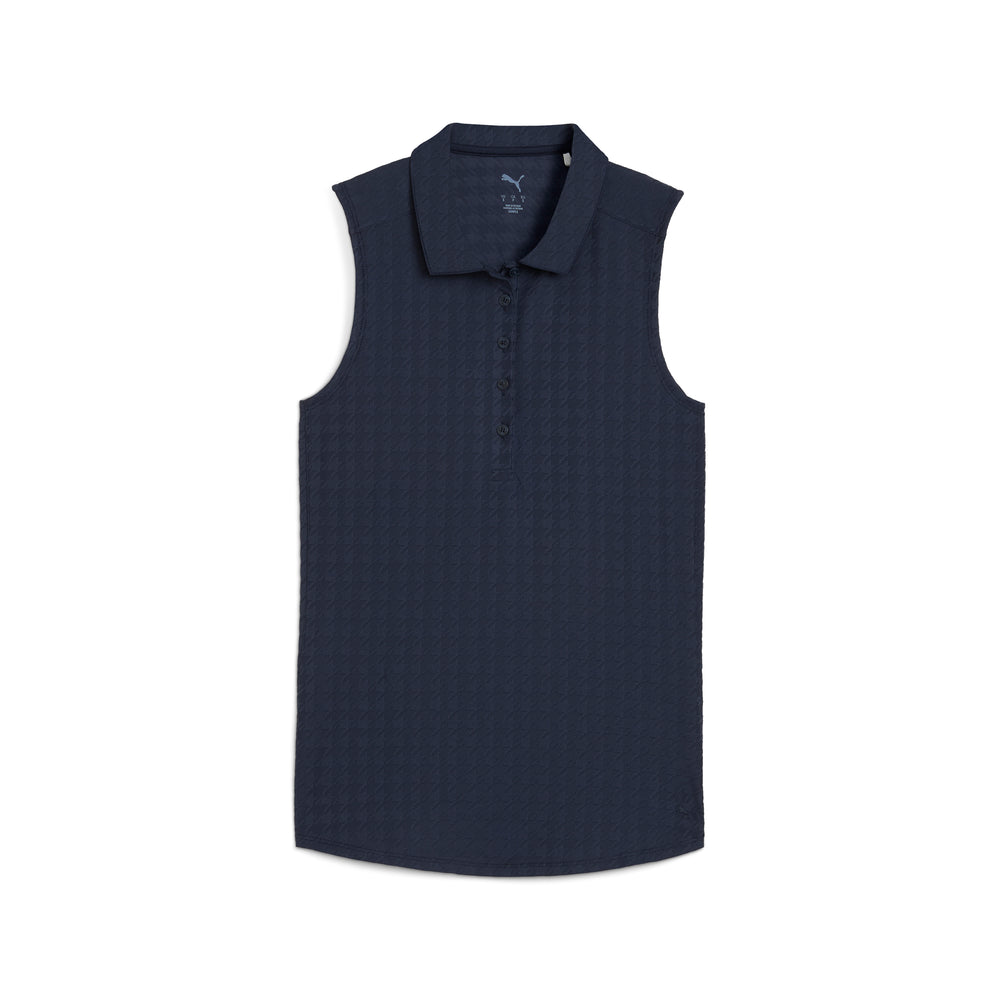 PUMA Golf Women's Houndstooth Sleeveless Golf Polo Deep navy / m
