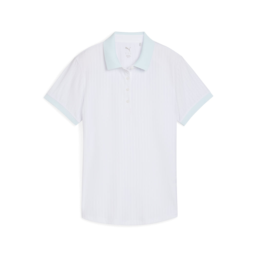 PUMA Golf Women's MATTR Stripe Jacquard Golf Polo White glow / xs