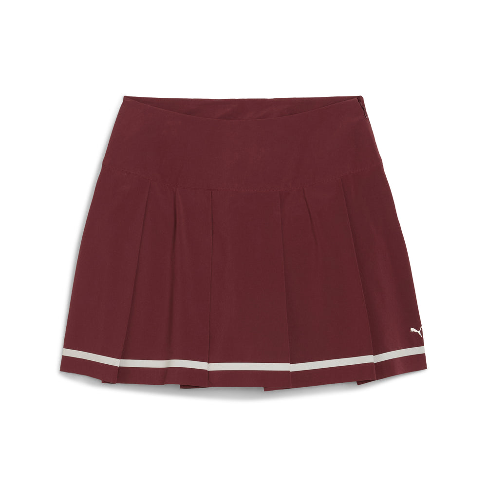 PUMA Golf Women's Stripe Pleated Golf Skirt Ruby shimmer / s