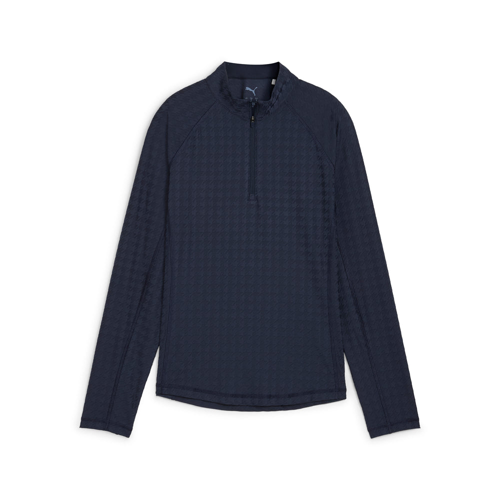 PUMA Golf Women's Houndstooth Golf 1/4 Zip Deep navy / s