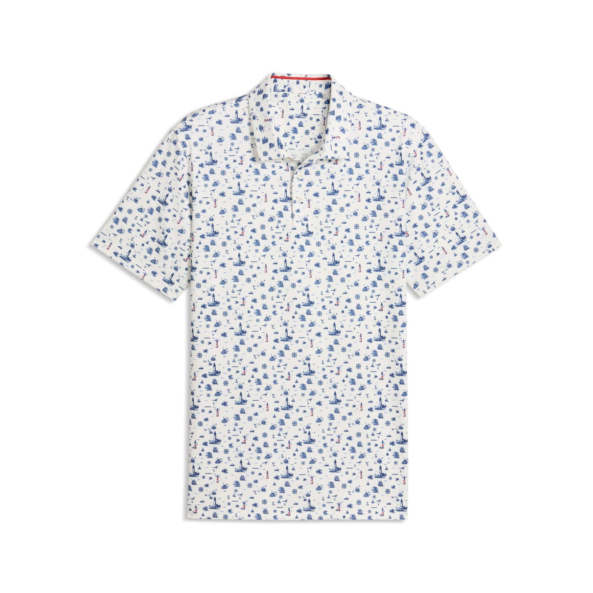 Puma Golf MATTR Lighthouse BN Golf Polo - Warm White / Deep Navy / Candy Apple / S