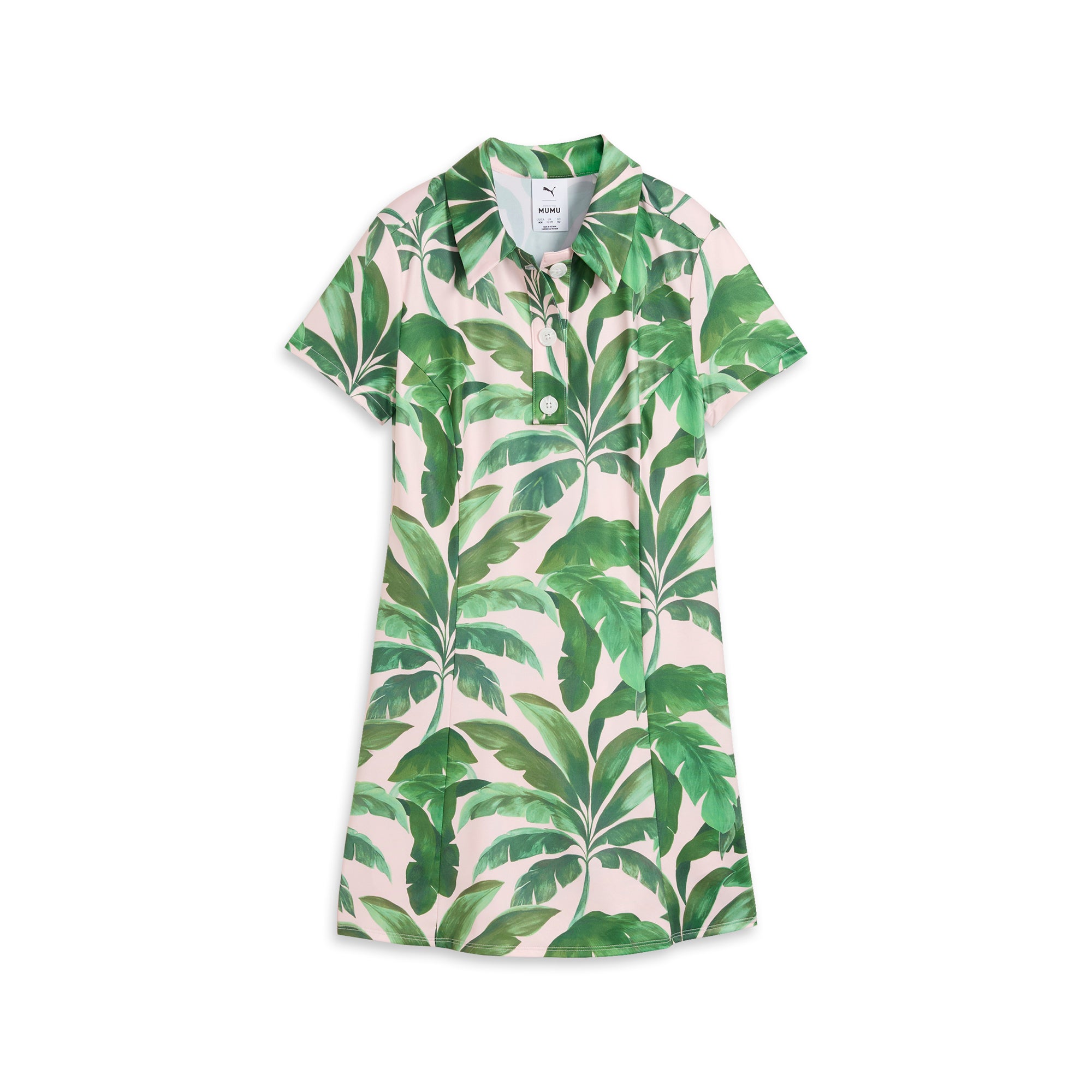 puma dress green PUMA X MUMU Women's Palm Golf Dress, XL, Rose Blossom/Opal Green